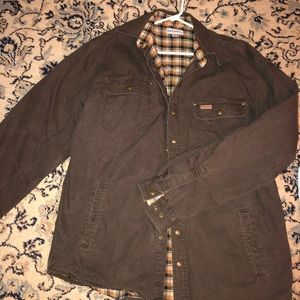 Men’s L Tall Carhartt Jacket Brown Denim Flannel